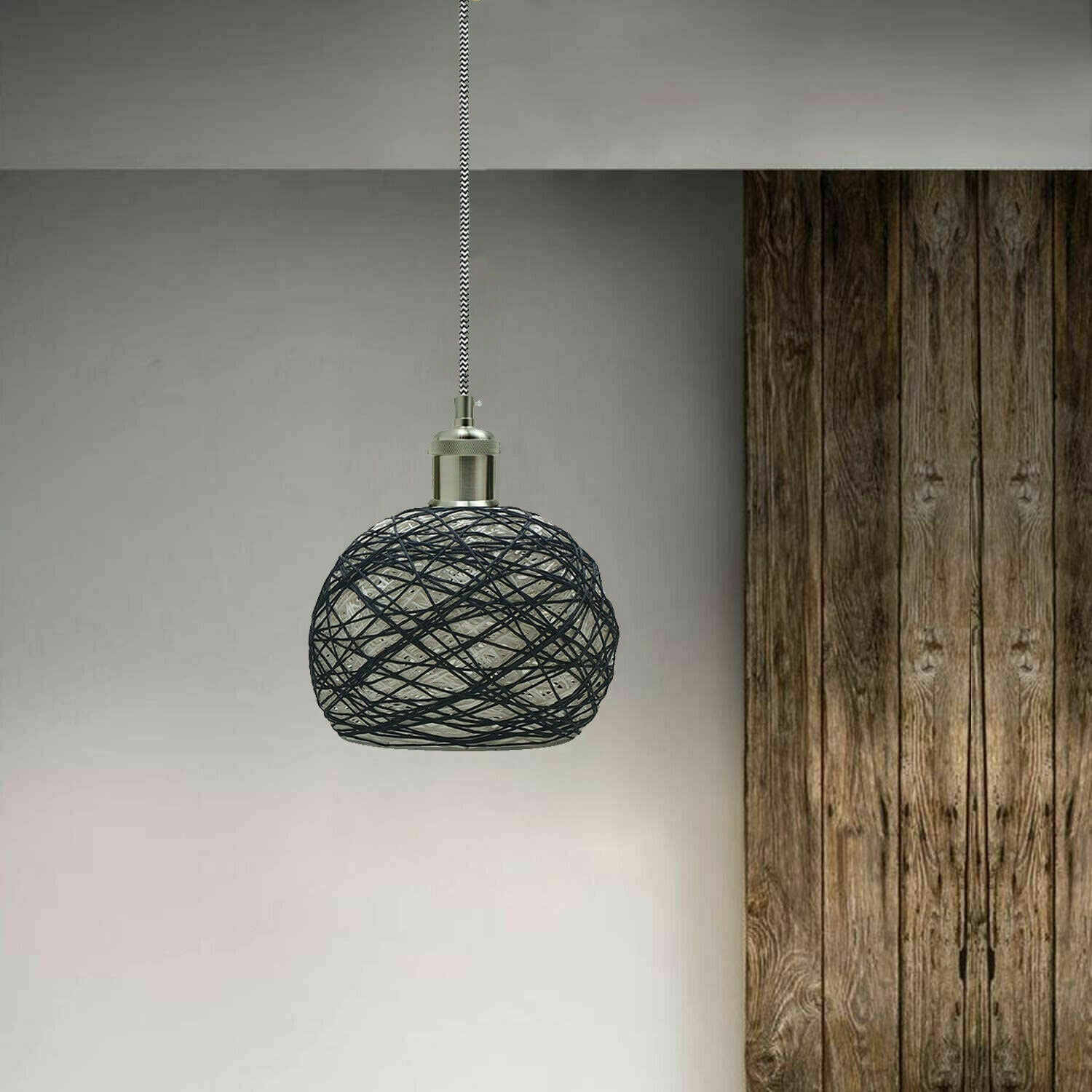 Natural Rattan Wicker Ceiling Pendant Light Lampshade Metal Pendant Lighting Kit - Ball Shape~1560 - LEDSone UK Ltd