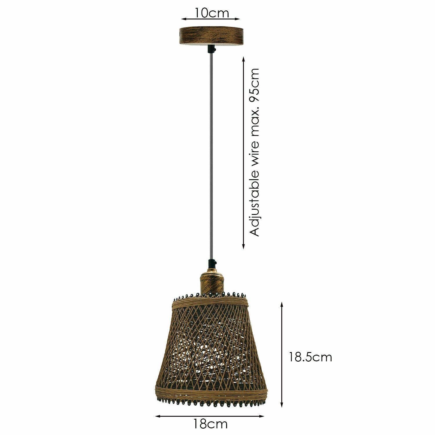 Natural Rattan Wicker Ceiling Pendant Light Lampshade Metal Pendant Lighting Kit - Basket Shape~1562 - LEDSone UK Ltd