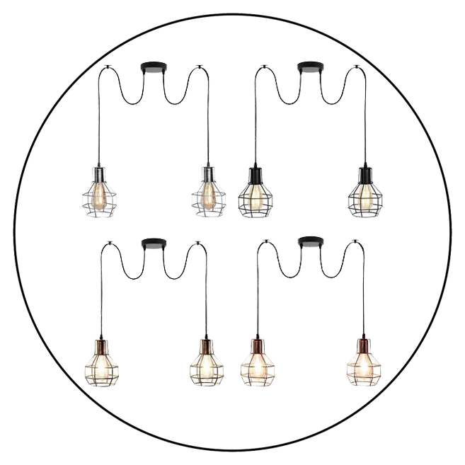 Retro Industrial 2 Way Indoor Ceiling Pendant Chandelier Hanging Light Metal Nest Cage~3390 - LEDSone UK Ltd