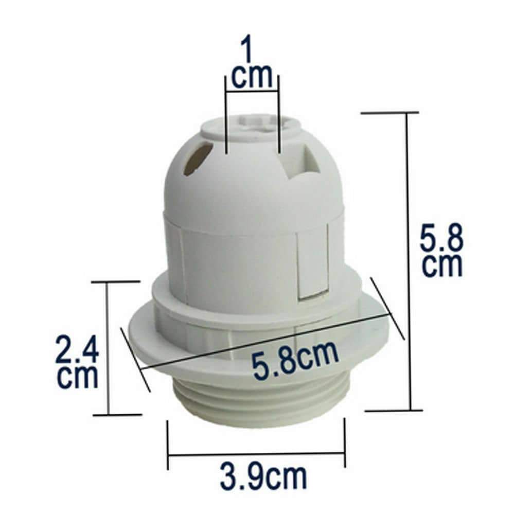 5 pack Edison E27 White Lamp Pendant Bulb Holder with Shade Ring & Cord Grip - Shop for LED lights - Transformers - Lampshades - Holders | LEDSone UK