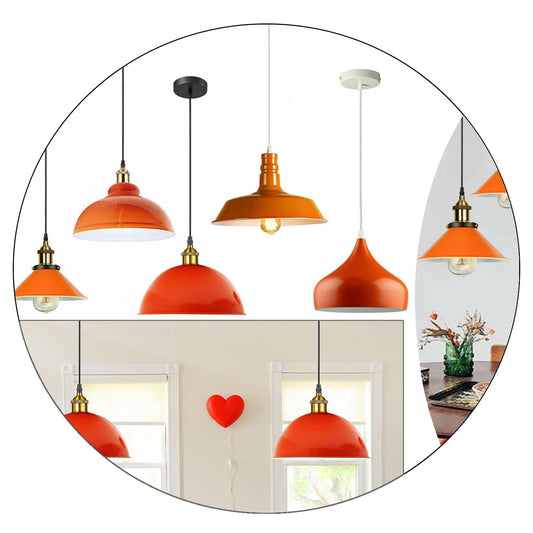 Modern Vintage Industrial E27 Retro Orange Ceiling Wall Lamp Shade Pendant Light~1433 - LEDSone UK Ltd