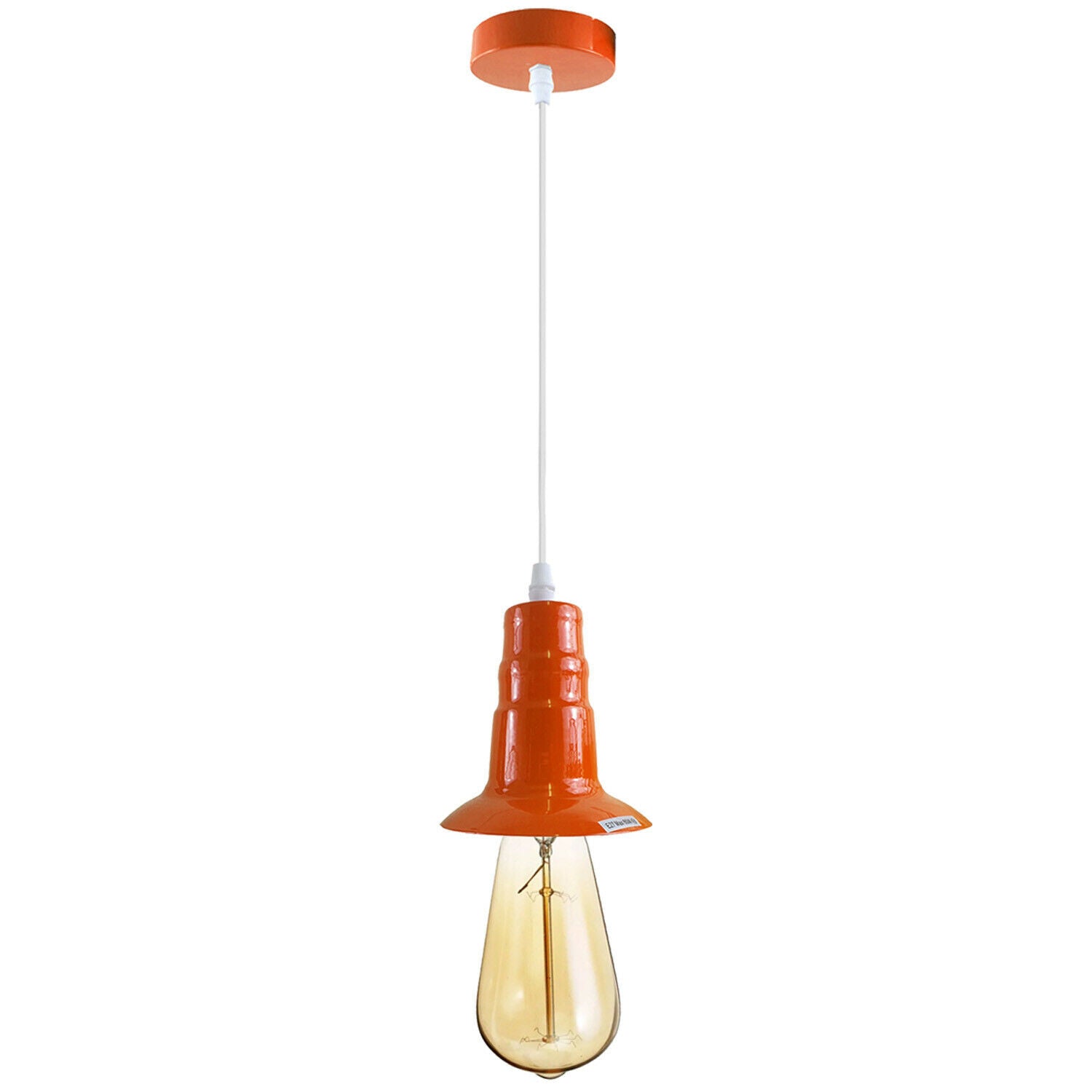 Orange Ceiling Light Fitting Industrial Pendant Lamp Bulb Holder~1682 - LEDSone UK Ltd