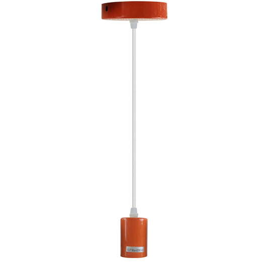 Orange E27 Ceiling Light Fitting Industrial Pendant Lamp Bulb Holder~1676 - LEDSone UK Ltd