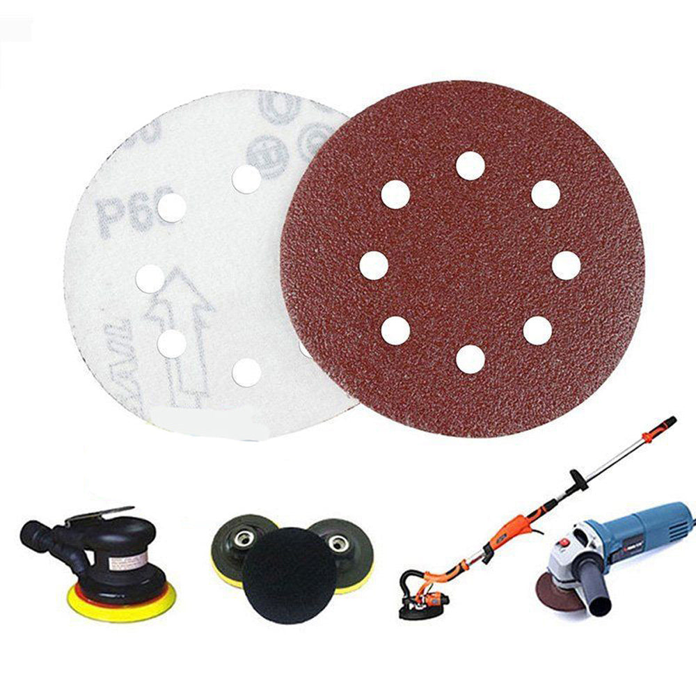 P-120 5 inch 8 Hole Sanding Discs Grind Paper Sanding Disc~2348 - LEDSone UK Ltd