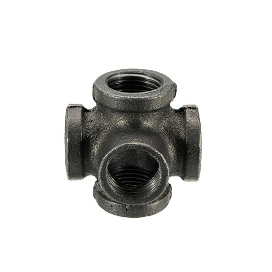 5 Way Pipe Fitting Malleable Iron Black Outlet Cross~1836 - LEDSone UK Ltd