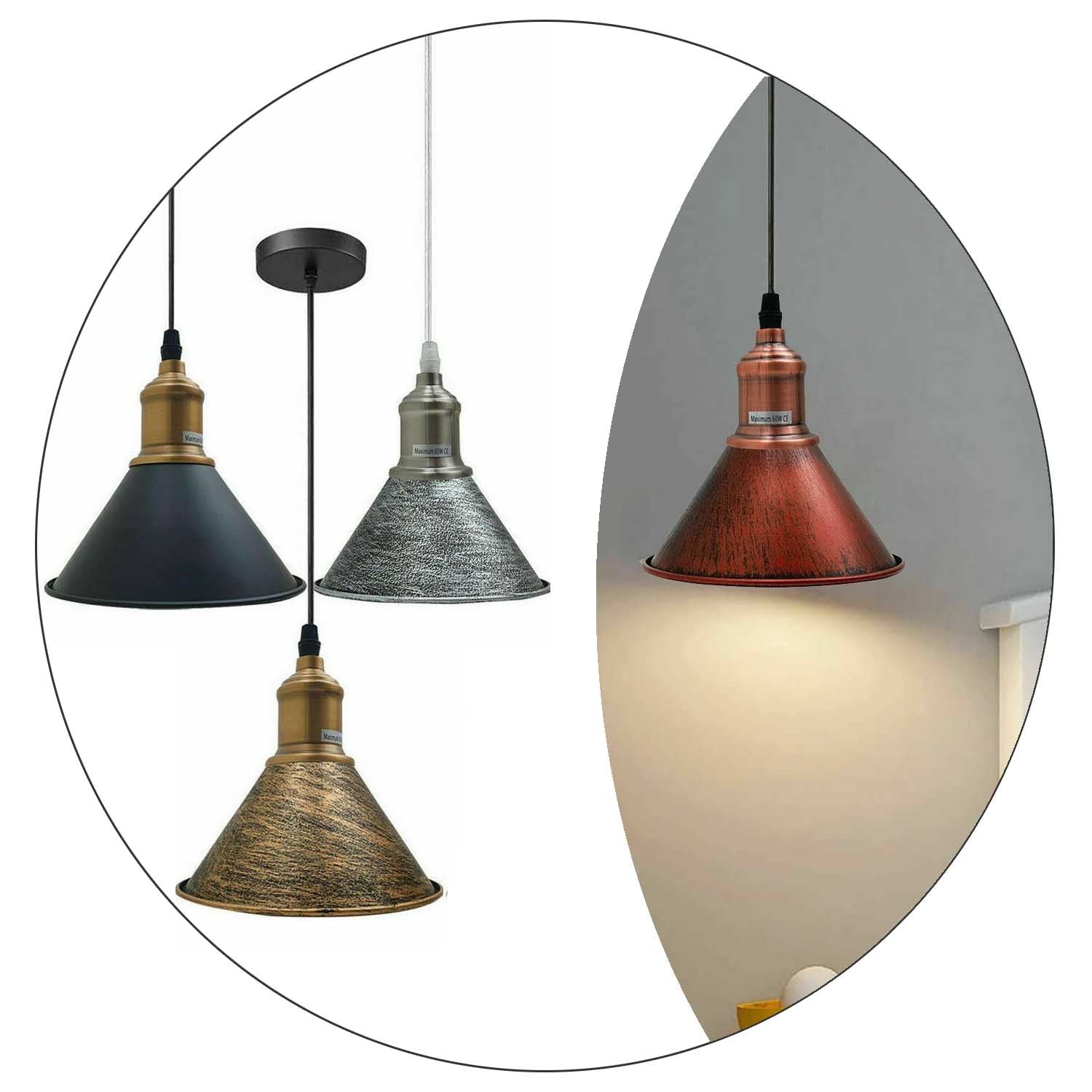 Modern Vintage Ceiling Pendant Light Cone Shade Shape Hanging Light For Hotels, Any Room, Dining Room~1363 - LEDSone UK Ltd