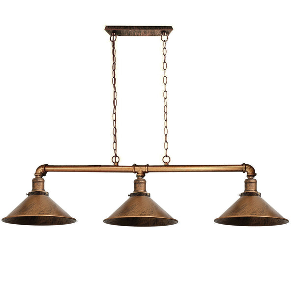Metalen waterpijp vintage lampfitting 3 lampen ~1861 – Geborsteld koper / Nee