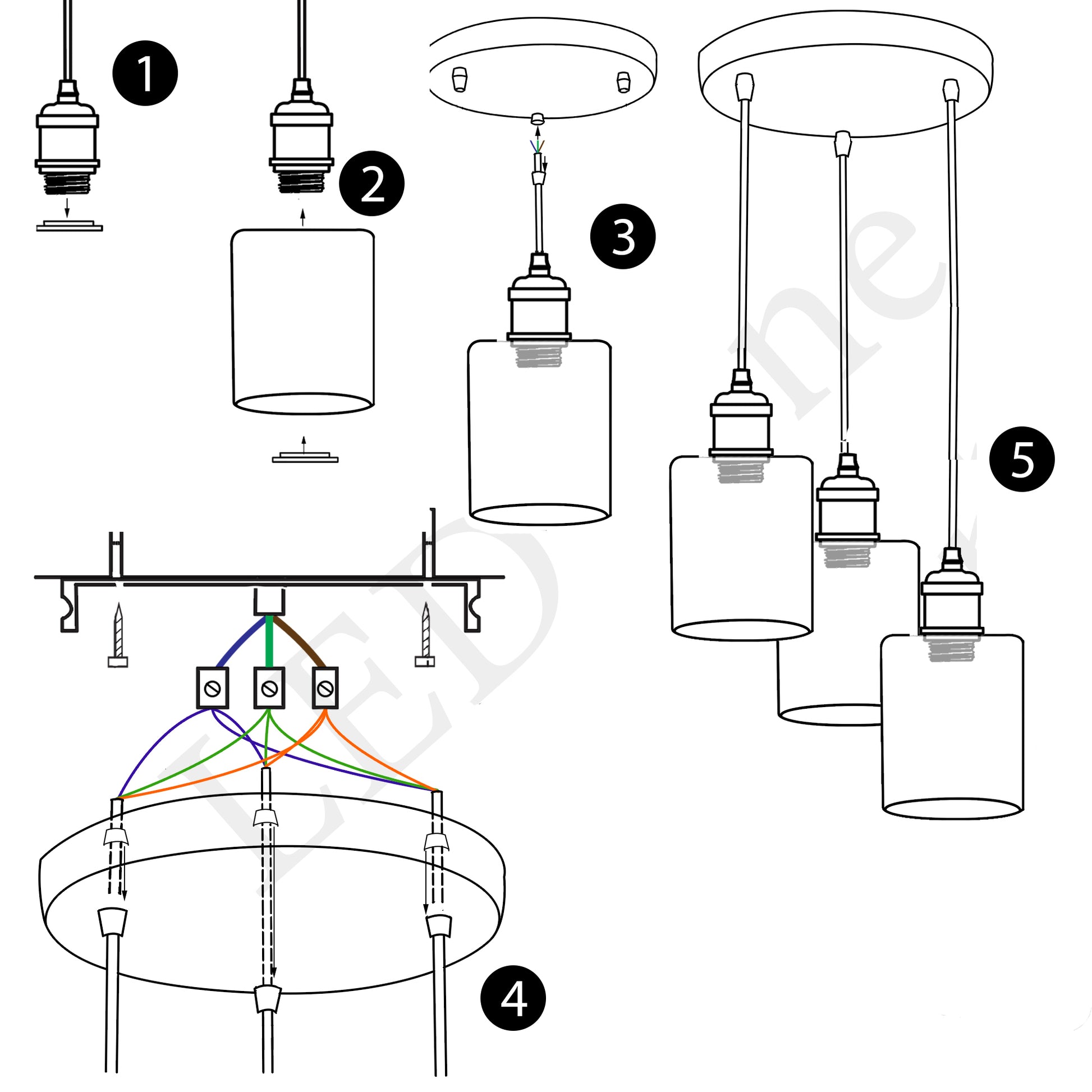 Vintage Industrial Retro Pendant Light Suspended Ceiling Lights Style Glass Lamp Shade~2054 - LEDSone UK Ltd
