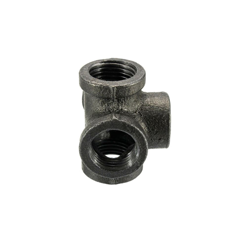 5 Way Pipe Fitting Malleable Iron Black Outlet Cross~1836 - LEDSone UK Ltd