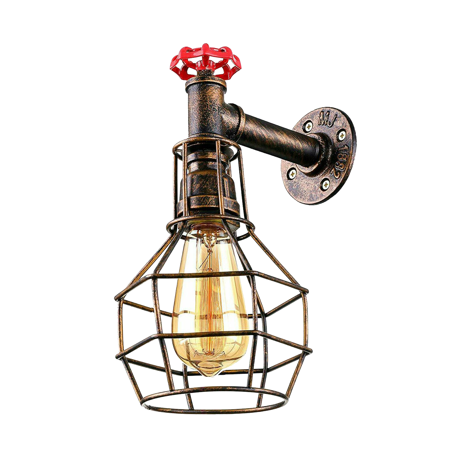 Brushed Copper Modern Industrial Retro Vintage Style Pipe Cage Wall Light Wall Lamp Fixture~1117 - LEDSone UK Ltd