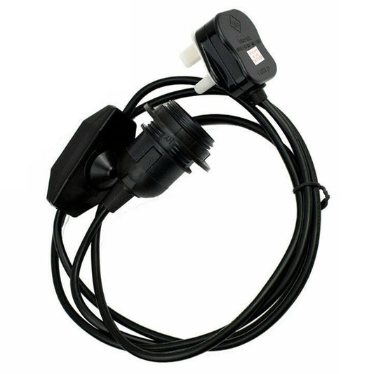 Plug In Pendant with Switch Holder Vintage Lamp Lighting E27 Rubber Cable~2115 - LEDSone UK Ltd