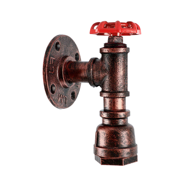 Vintage industriële plafond- en wandlamp van metaal, waterpijp, rustiek, stoompunk ~ 2168 – Rustiek Rood / Nee