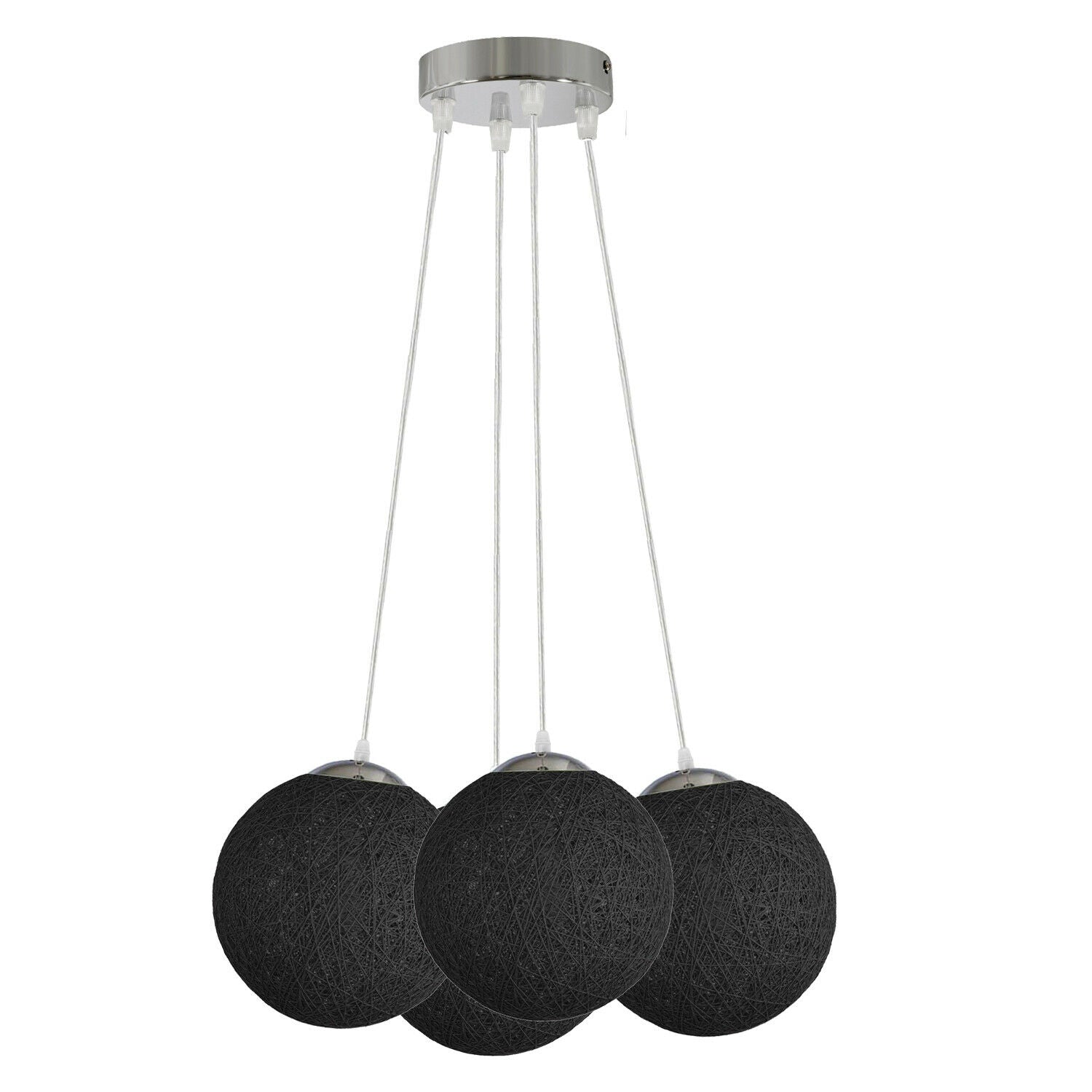 Black Rattan Wicker Woven Ball Globe Pendant Lampshade Four Outlet~1827 - LEDSone UK Ltd