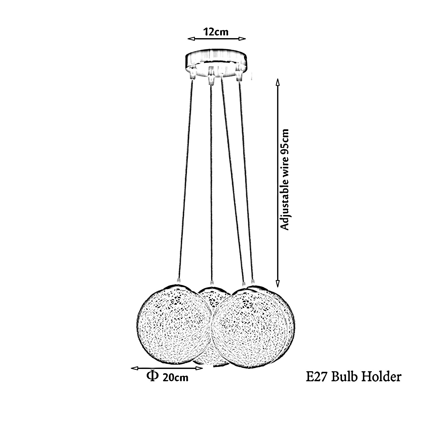 Black Rattan Wicker Woven Ball Globe Pendant Lampshade Four Outlet~1827 - LEDSone UK Ltd