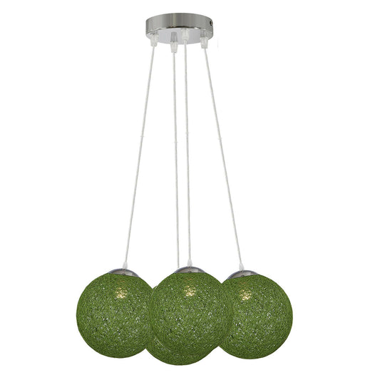 Green Rattan Wicker Woven Ball Globe Pendant Lampshade Four Outlet~1821 - LEDSone UK Ltd