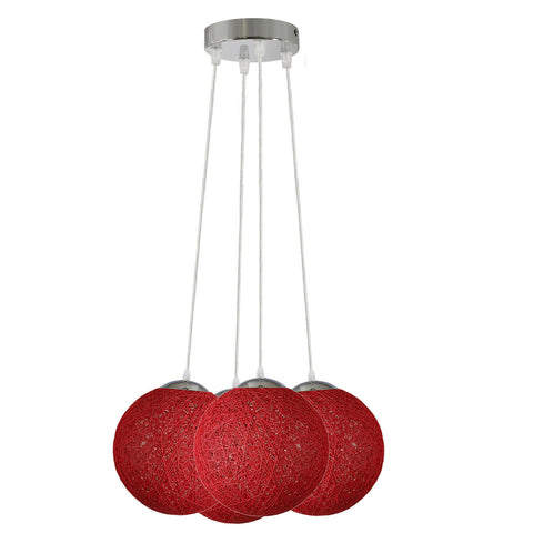 Pendant Lampshade Four Outlet Red Rattan Wicker Woven Ball Globe~1824