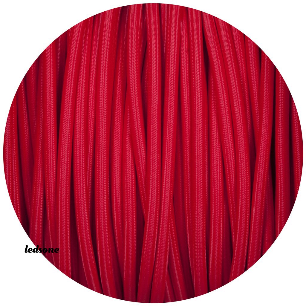 3 core Round Vintage Braided Fabric Red Cable Flex 0.75mm