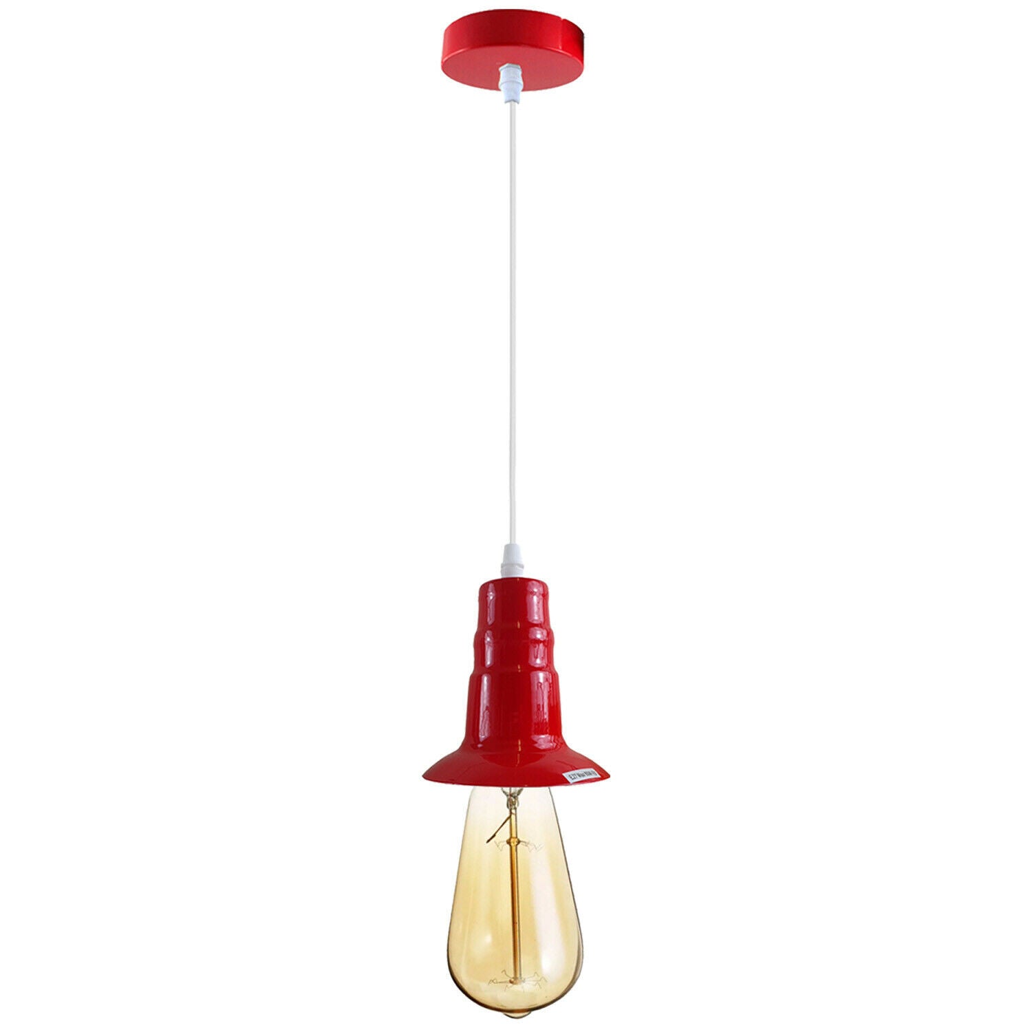 Red Ceiling Light Fitting Industrial Pendant Lamp Bulb Holder~1679 - LEDSone UK Ltd