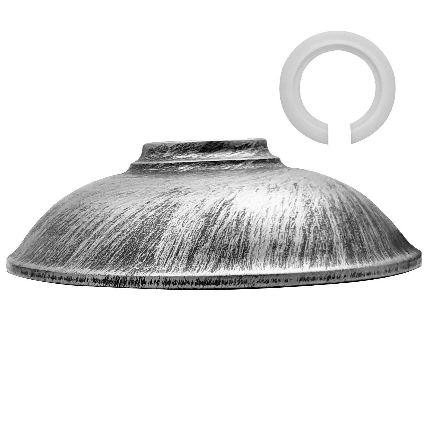 Retro Brushed Silver Metal Ceiling Light Fitting Pendant Shade~1896 - LEDSone UK Ltd