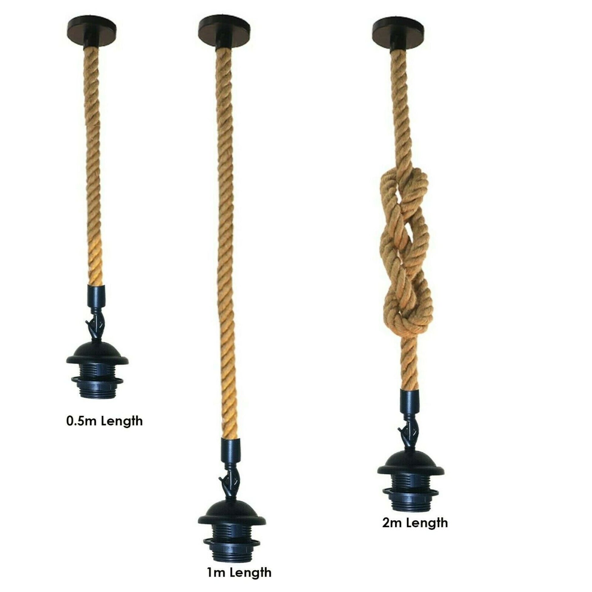 Retro Hemp Rope Iron Pendant Hanging set~2456 - LEDSone UK Ltd