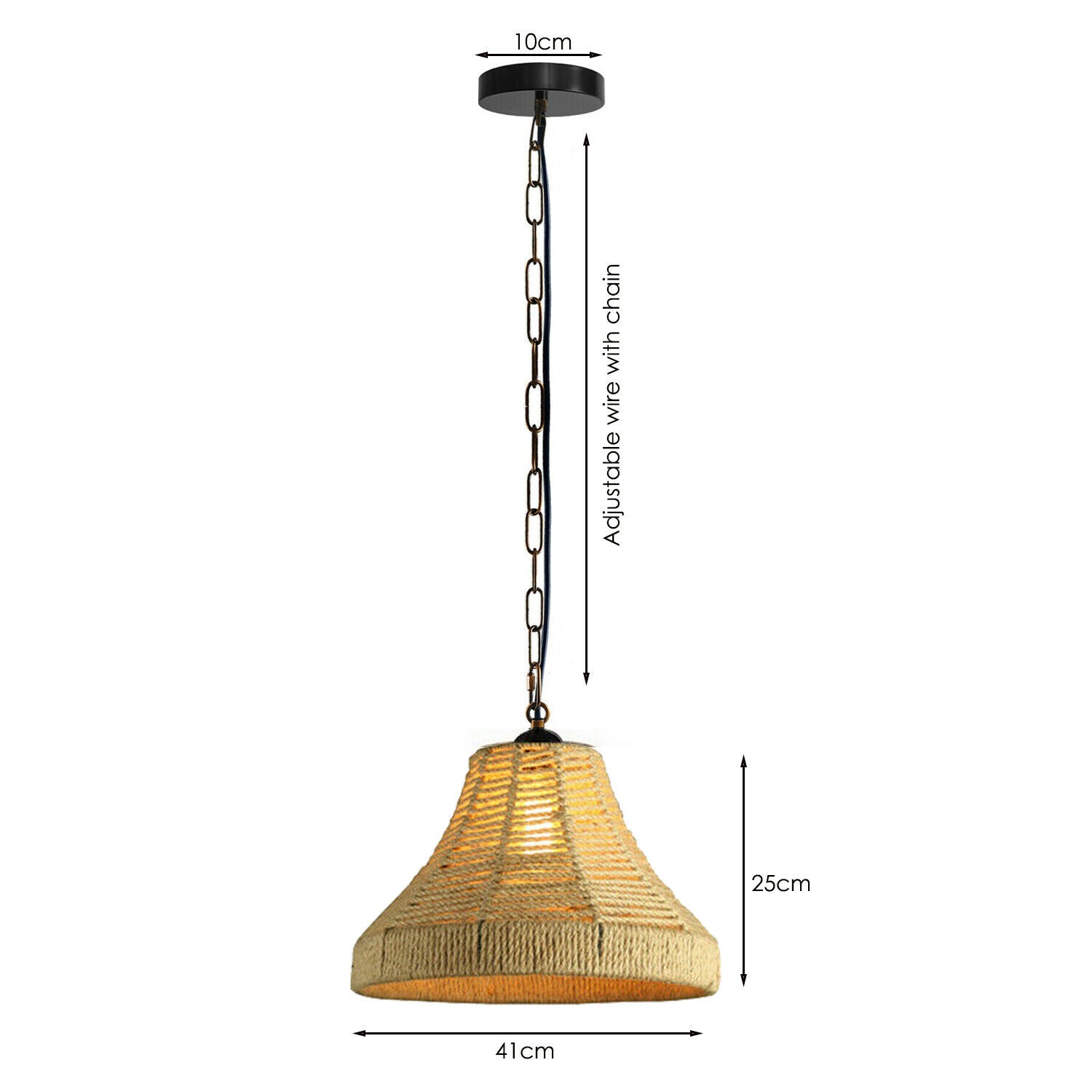 LEDSone industrial Bell Shape Ceiling Pendant Light Hemp Rope Hanging Light E27 Lamp Shade~1533 - LEDSone UK Ltd