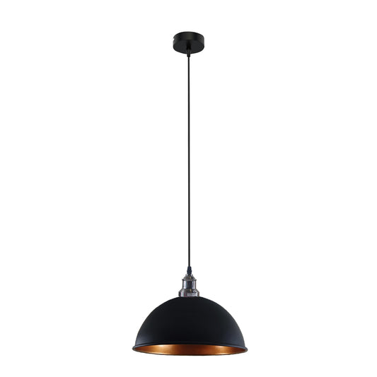 Retro Industrial Ceiling E27 Hanging Pendant Light Shade Black Gold Inner~1602 - LEDSone UK Ltd