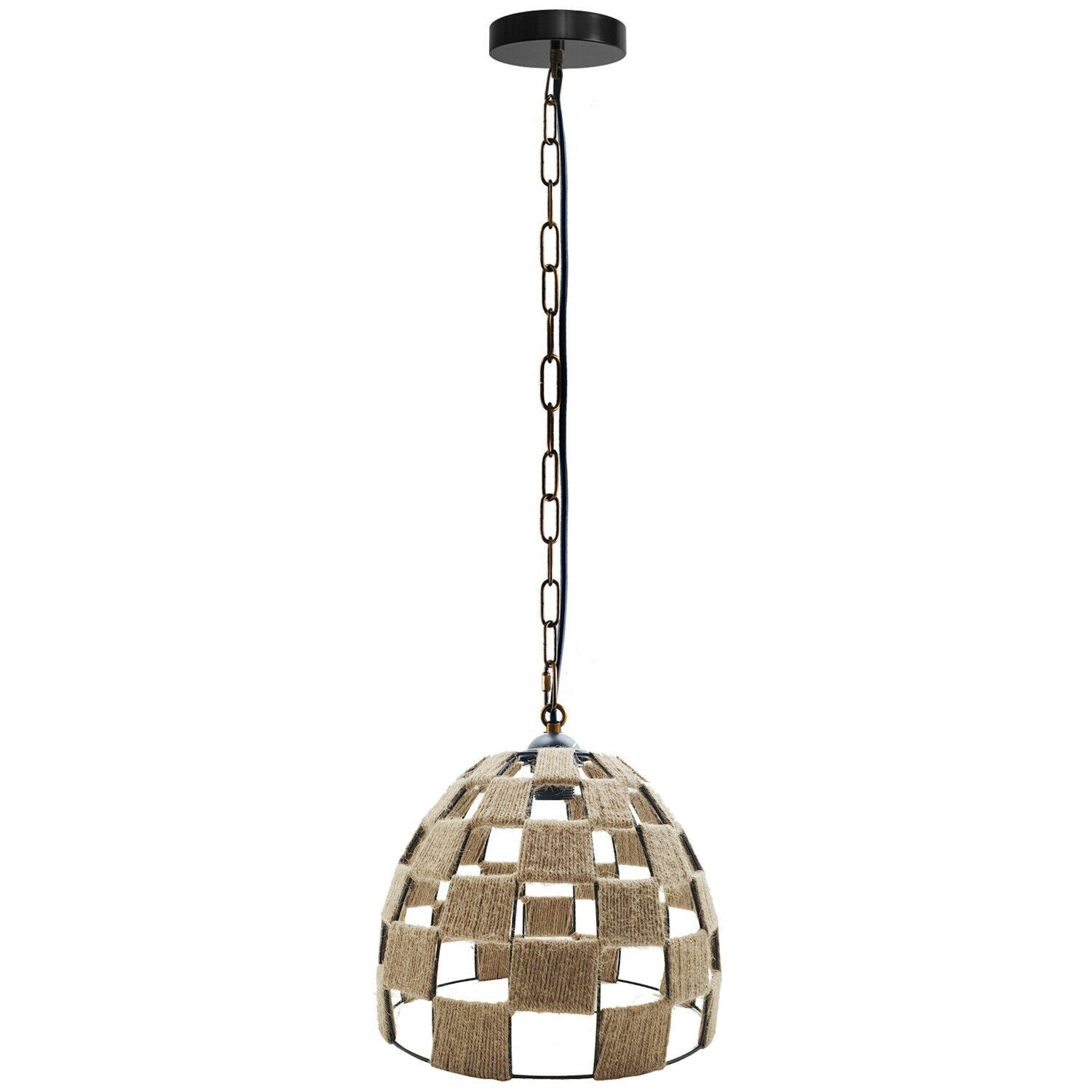 Dome Shape Ceiling Pendant Light Hemp Rope Hanging Light E27 Lamp Shade~1535 - LEDSone UK Ltd