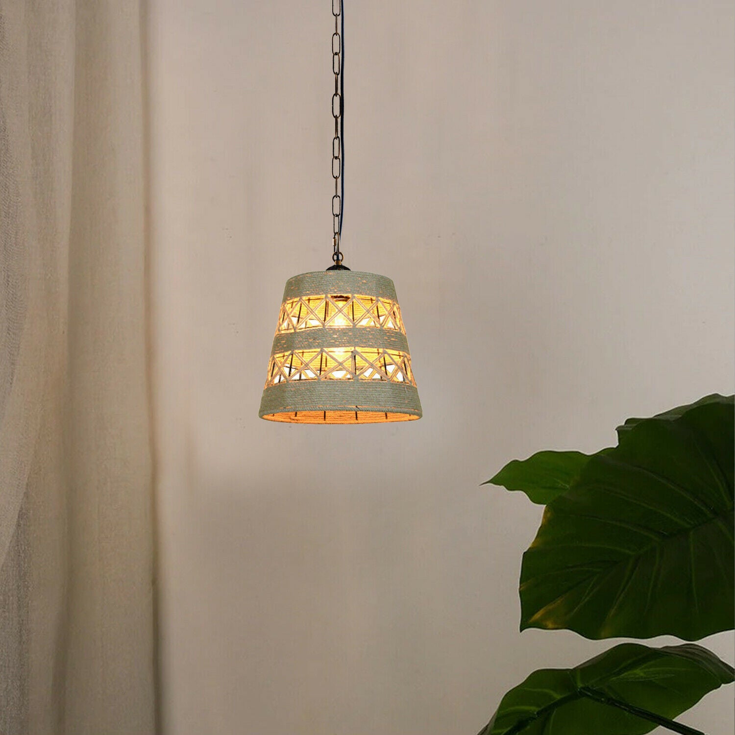 Drum Shape Ceiling Pendant Light Hemp Rope Hanging Light E27 Lamp Shade~1534 - LEDSone UK Ltd