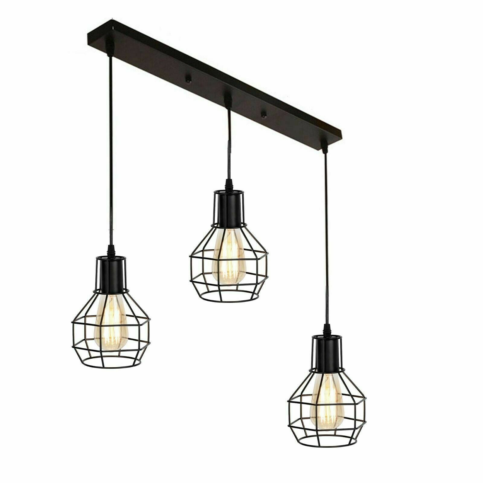 Retro Loft 3 Head Ceiling Light Shade Pendant Lamp With Bulbs~2563 - LEDSone UK Ltd