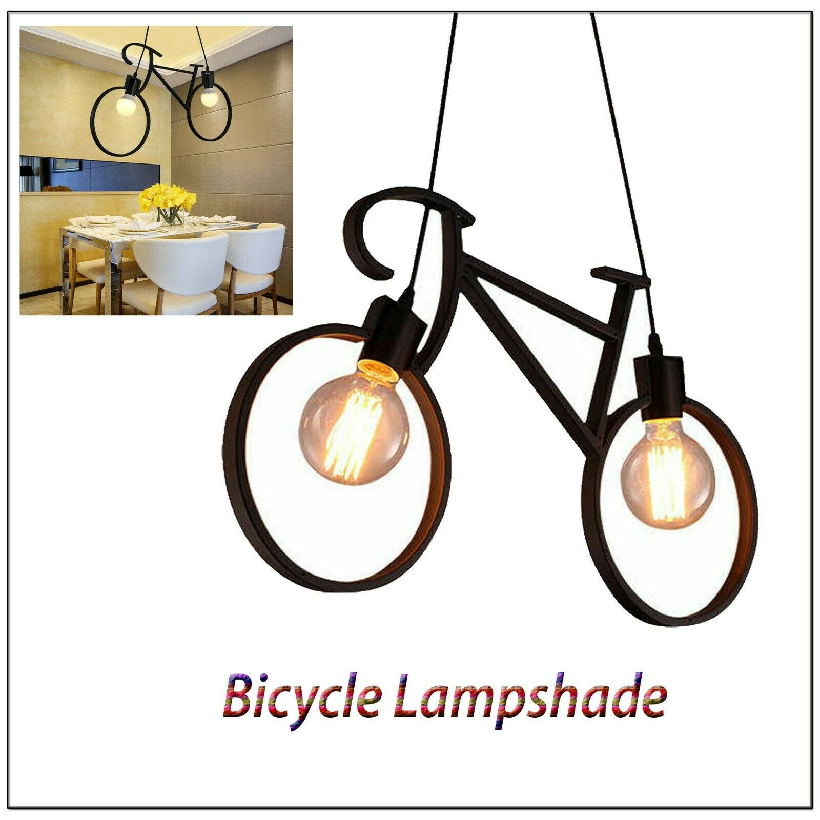 Retro Meta Design Bicycle Ceiling Hanging Pendant Light Shade Modern cycle Lampshade~2668 - LEDSone UK Ltd