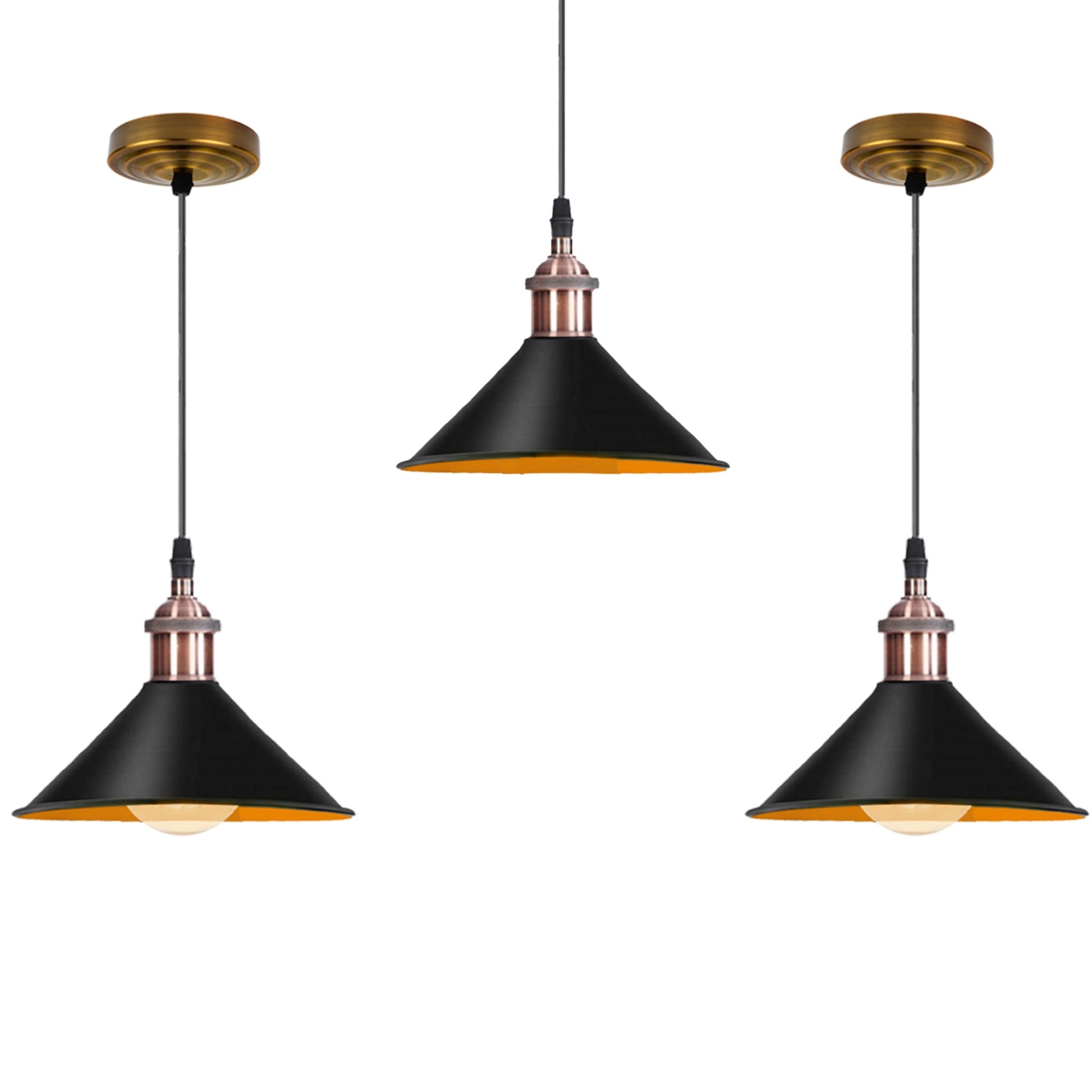 Retro Metal Pendant Black Ceiling Light Lamp Shade With Copper Holder~1511 - LEDSone UK Ltd