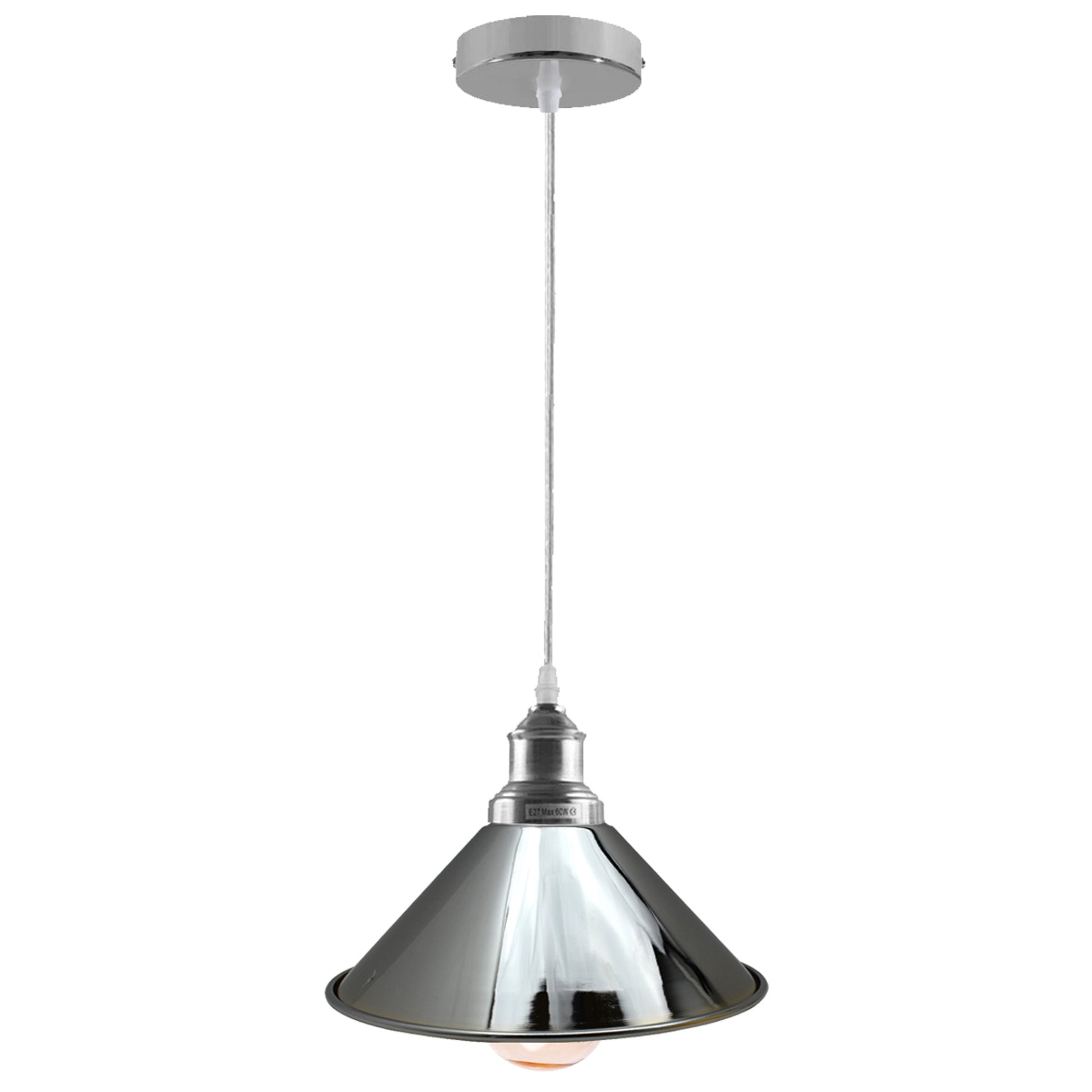 Retro Metal Pendant Chrome Ceiling Light Lamp Shade~1506 - LEDSone UK Ltd