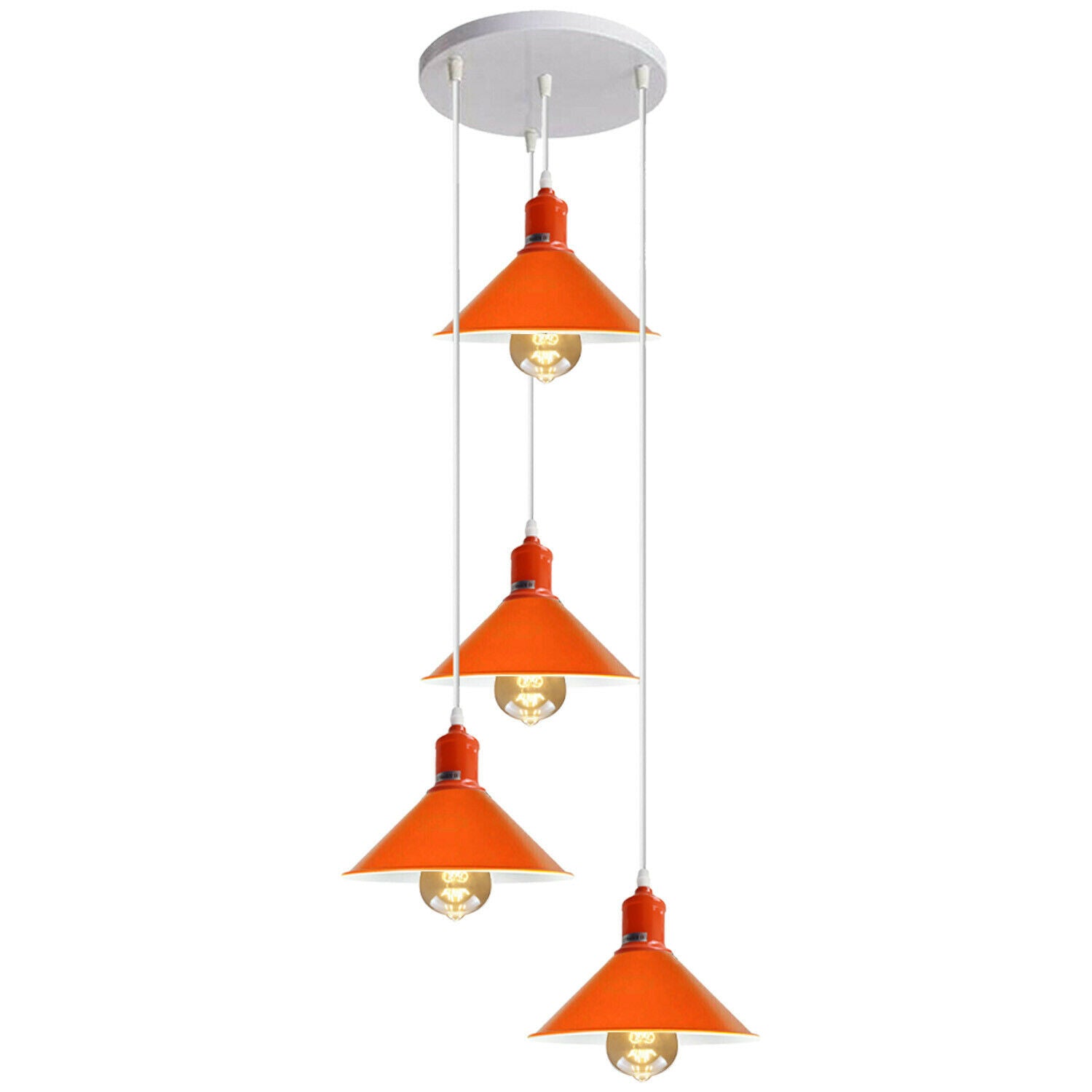 Four Outlet Retro Modern Orange Ceiling Pendant Industrial Light Shade Chandelier~1581 - LEDSone UK Ltd
