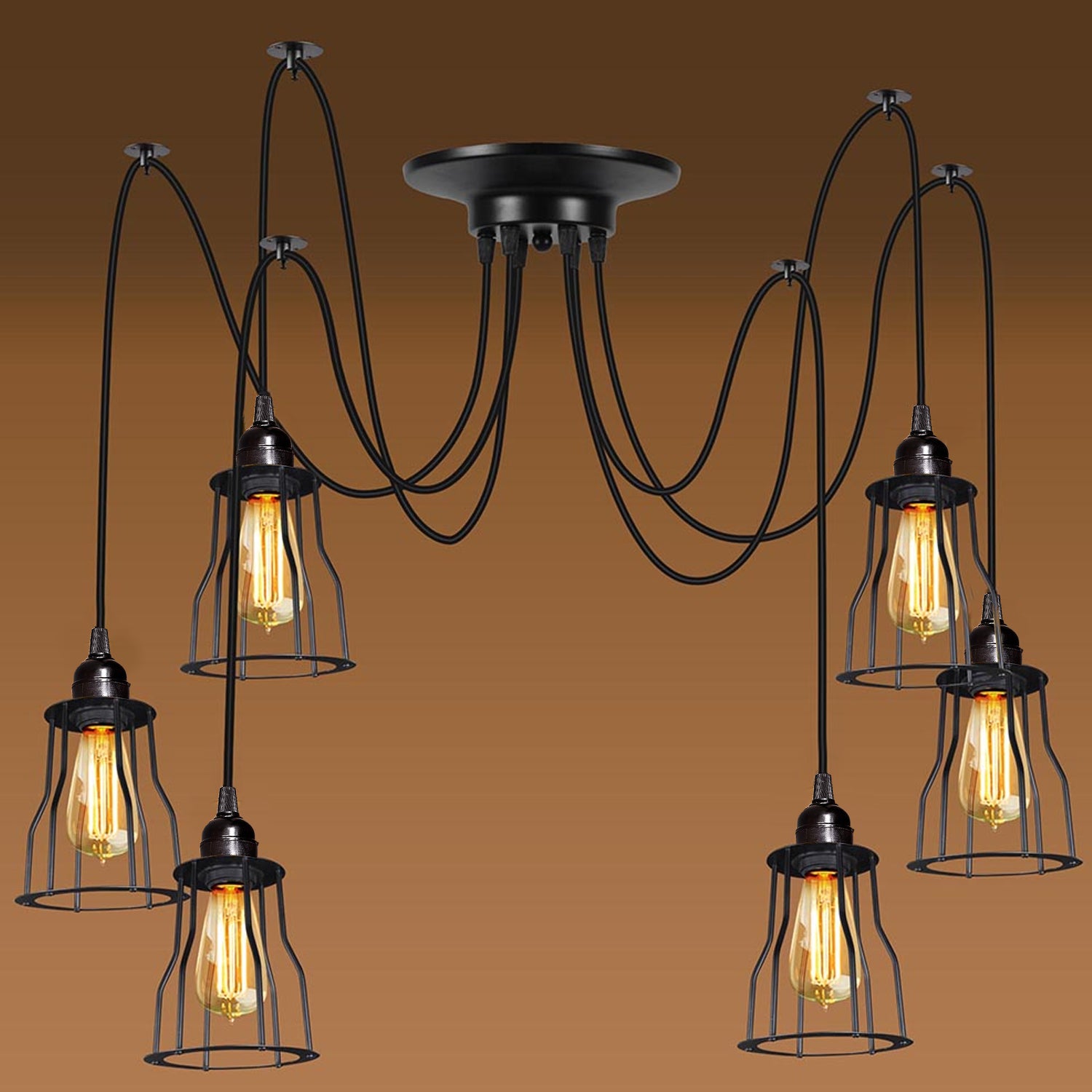 Retro Vintage Chandelier Ceiling Spider Light Industrial Pendant Lamp E27 DIY UK~2614 - LEDSone UK Ltd