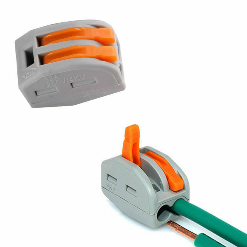 2 Way Reusable spring lever terminal block electrical cable clamp wire 2 connector~2035 - LEDSone UK Ltd