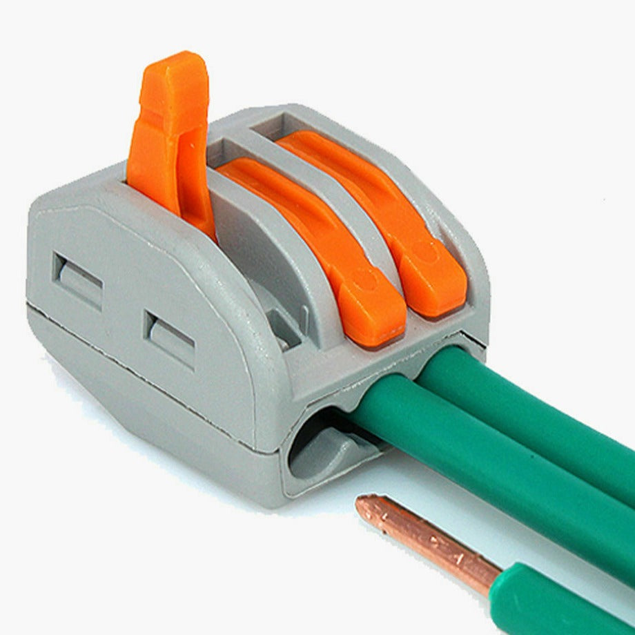 3 Way Reusable spring lever terminal block electrical cable clamp wire 3 connector~2036 - LEDSone UK Ltd