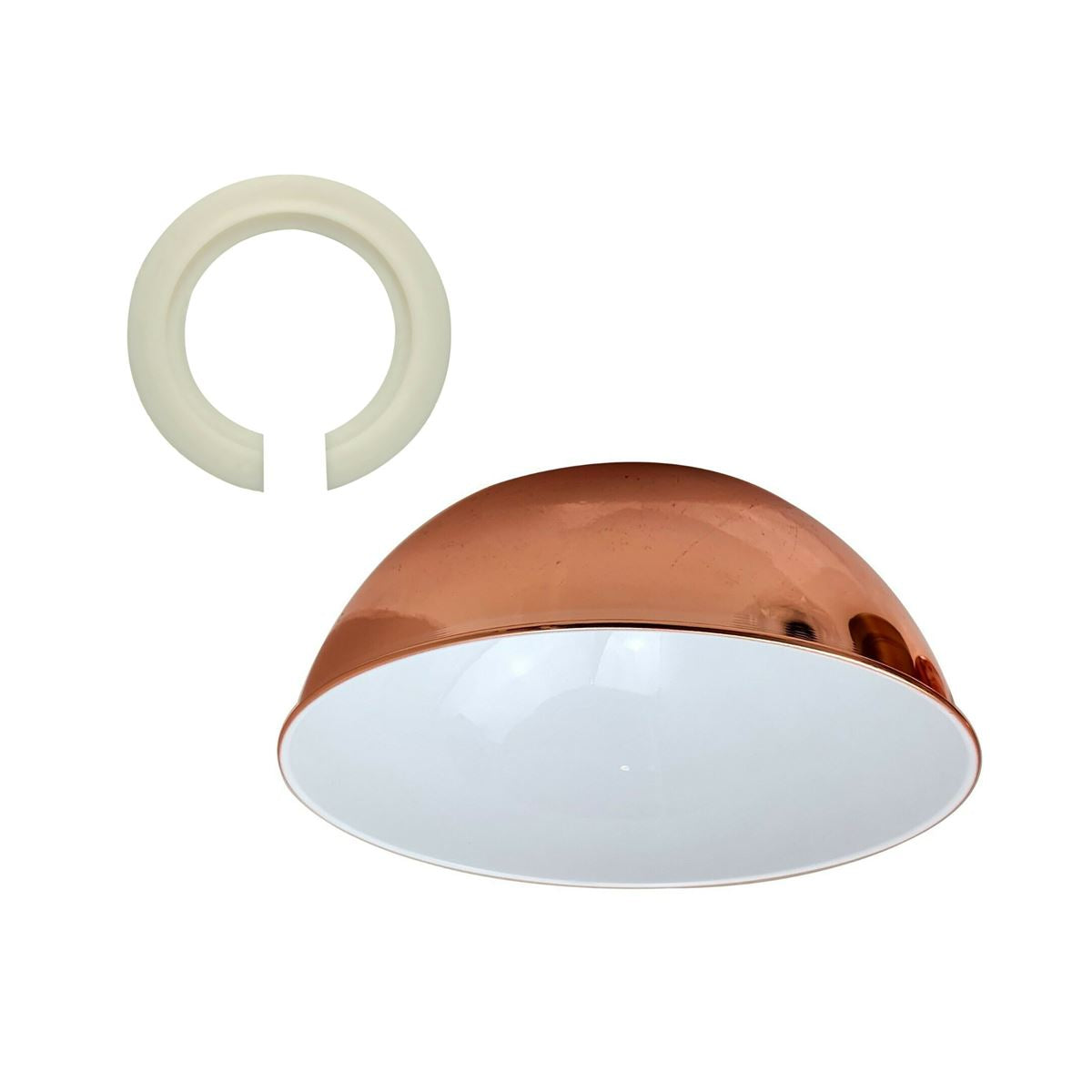 Rose gold metal lamp shade rose gold 30cm dome light shade, easy fit rose gold metal lampshade, 300mm metallic pendant light cover, modern rose gold ceiling shade, E27 easy fit shade rose gold