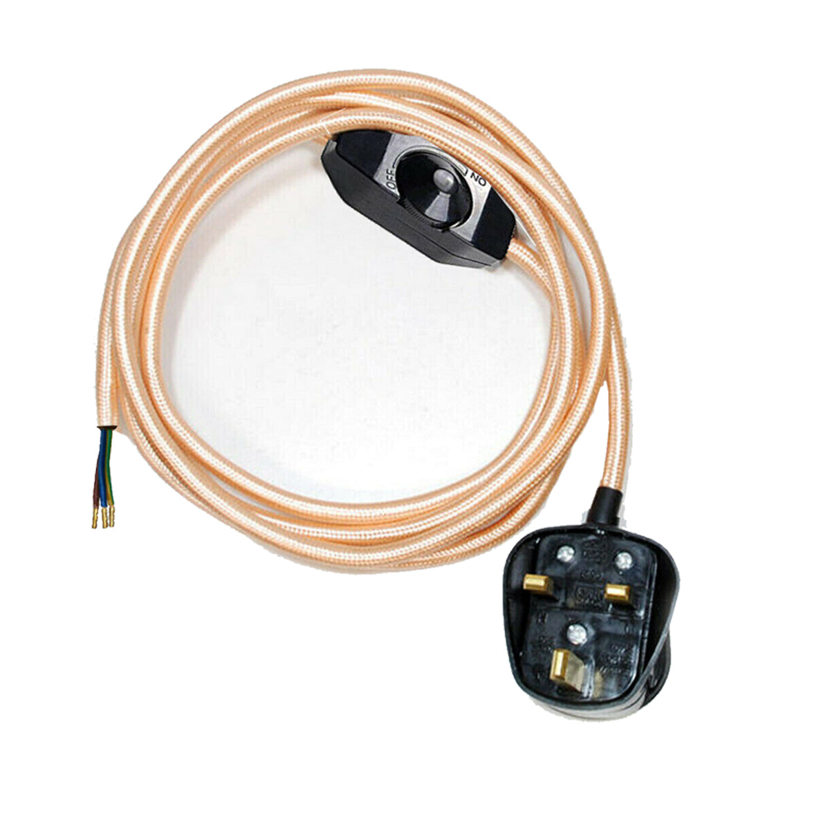 Dimmer Switch 2m Fabric Flex Cable Plug In Pendant With Short Holder~1611 - LEDSone UK Ltd