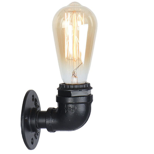 Vintage industriële waterpijplamp, retro-licht, steampunk wandlamp + gratis lamp ~ 2136 – Zwart