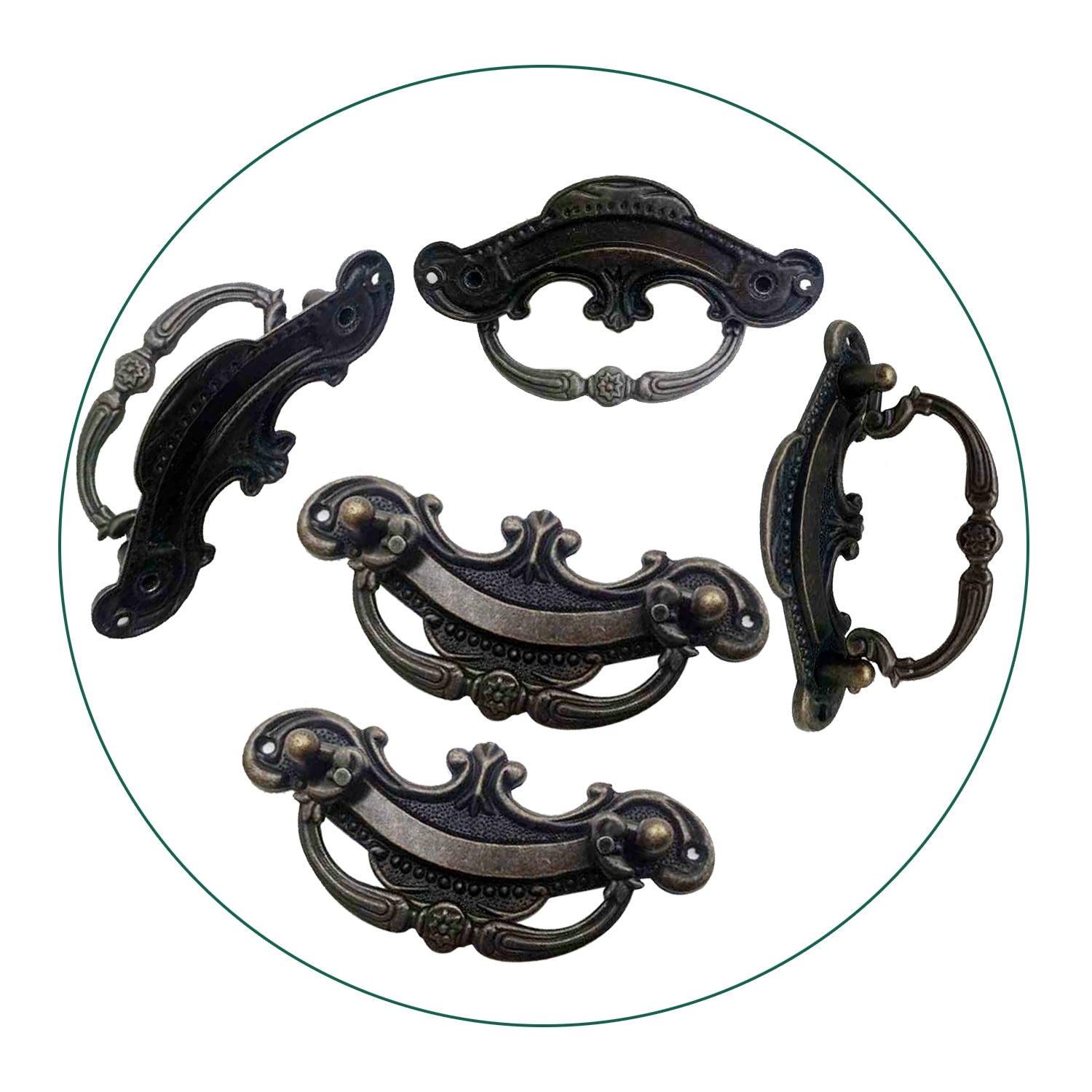 5 Pack Black Cast Iron Rustic Door Pull Handle Overall Length 90mm