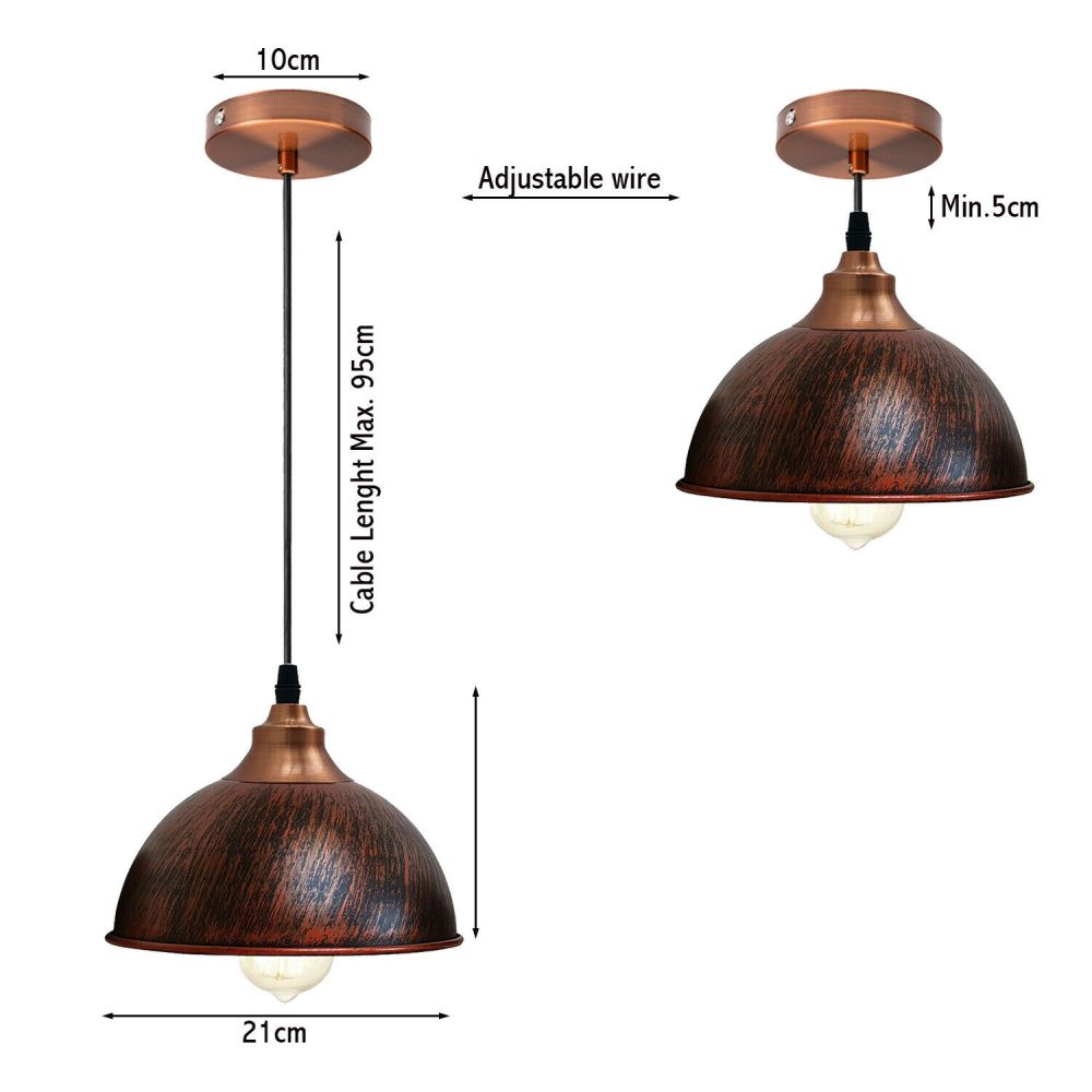 Industrial Ceiling Pendant Light Fitting Metal Dome Shape 21cm~1586 - LEDSone UK Ltd