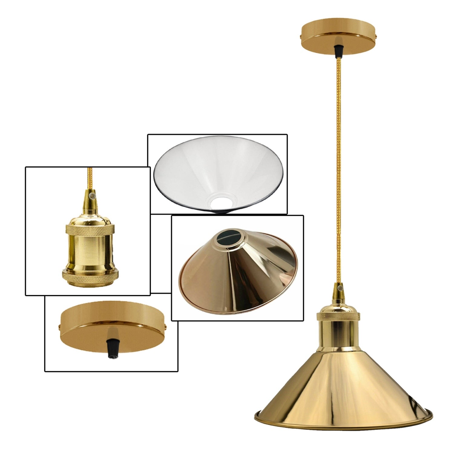 Rustic Style Metal Pendant Light Hanging Lamp Ceiling Industrial Brushed~1517 - LEDSone UK Ltd