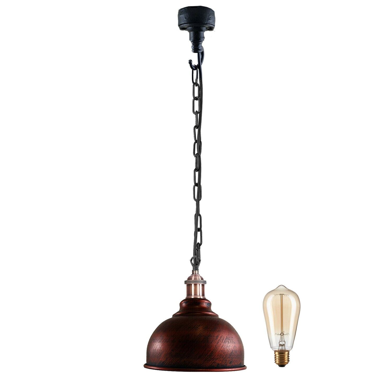 Industrial Vintage Ceiling Light Rustic Red Metal Conduit Retro Pendant Lamp Pendant Light Ceiling Light Ceiling Pendant Light Rustic Red Pendant Light Pendant Light With Black Chain Metal Shade Hanging Lights UK