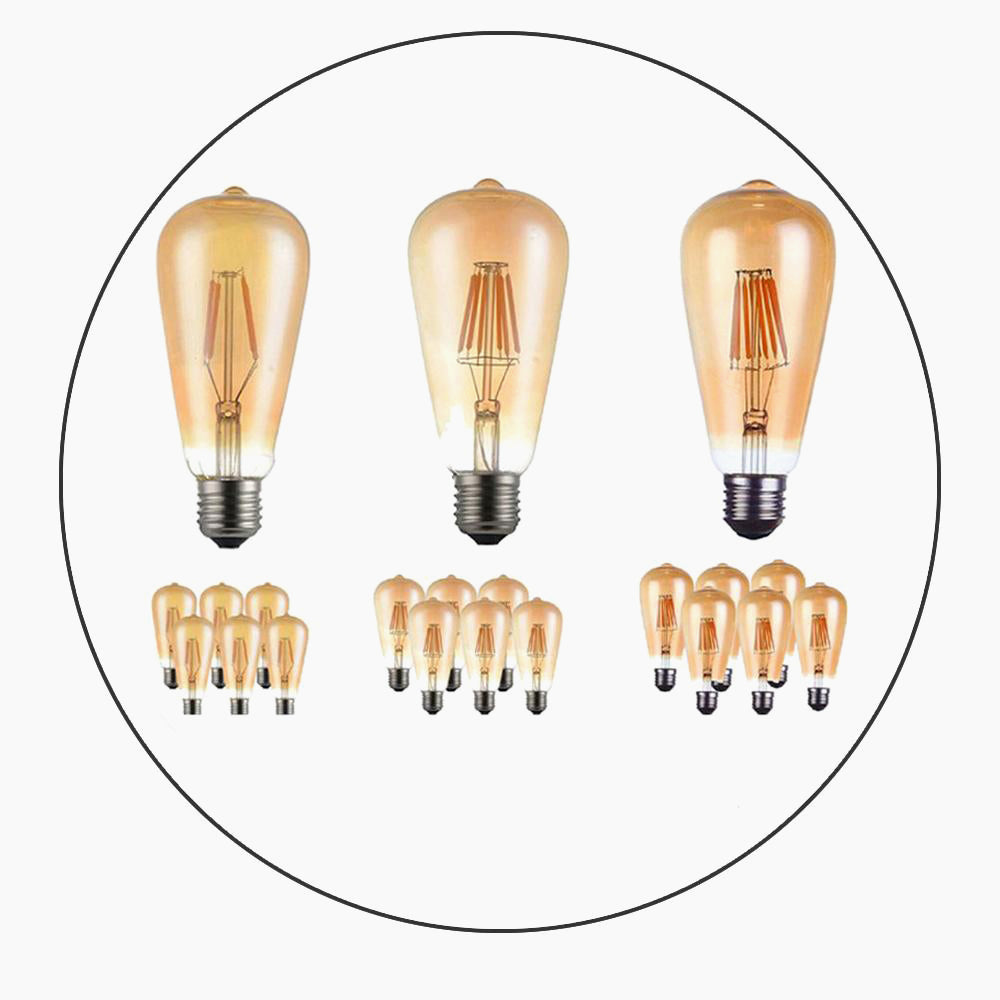 6 Pack Vintage E27 base Filament LED Edison Bulb Dimmable Decorative LDMST64E2746PK~2317 - LEDSone UK Ltd
