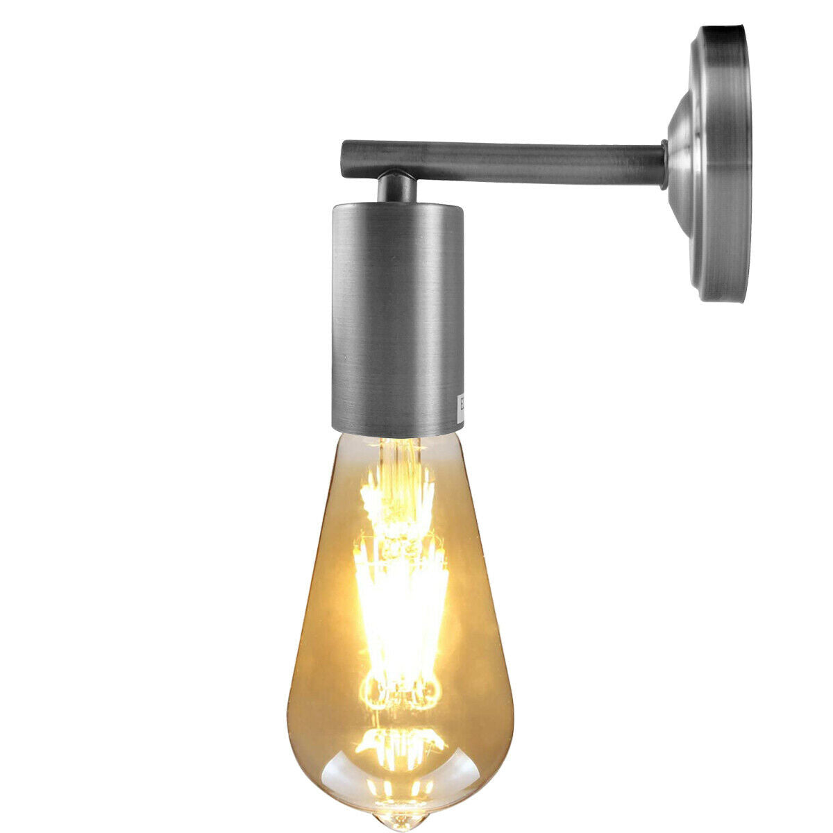 Satin Nickel Industrial Vintage Retro Metallic Sconce Wall Light Lamp Fitting~1692 - LEDSone UK Ltd