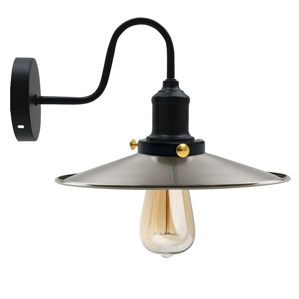 Satin Nickel Wall Light Lampshade Modern Industrial Wall Lamp~1574 - LEDSone UK Ltd