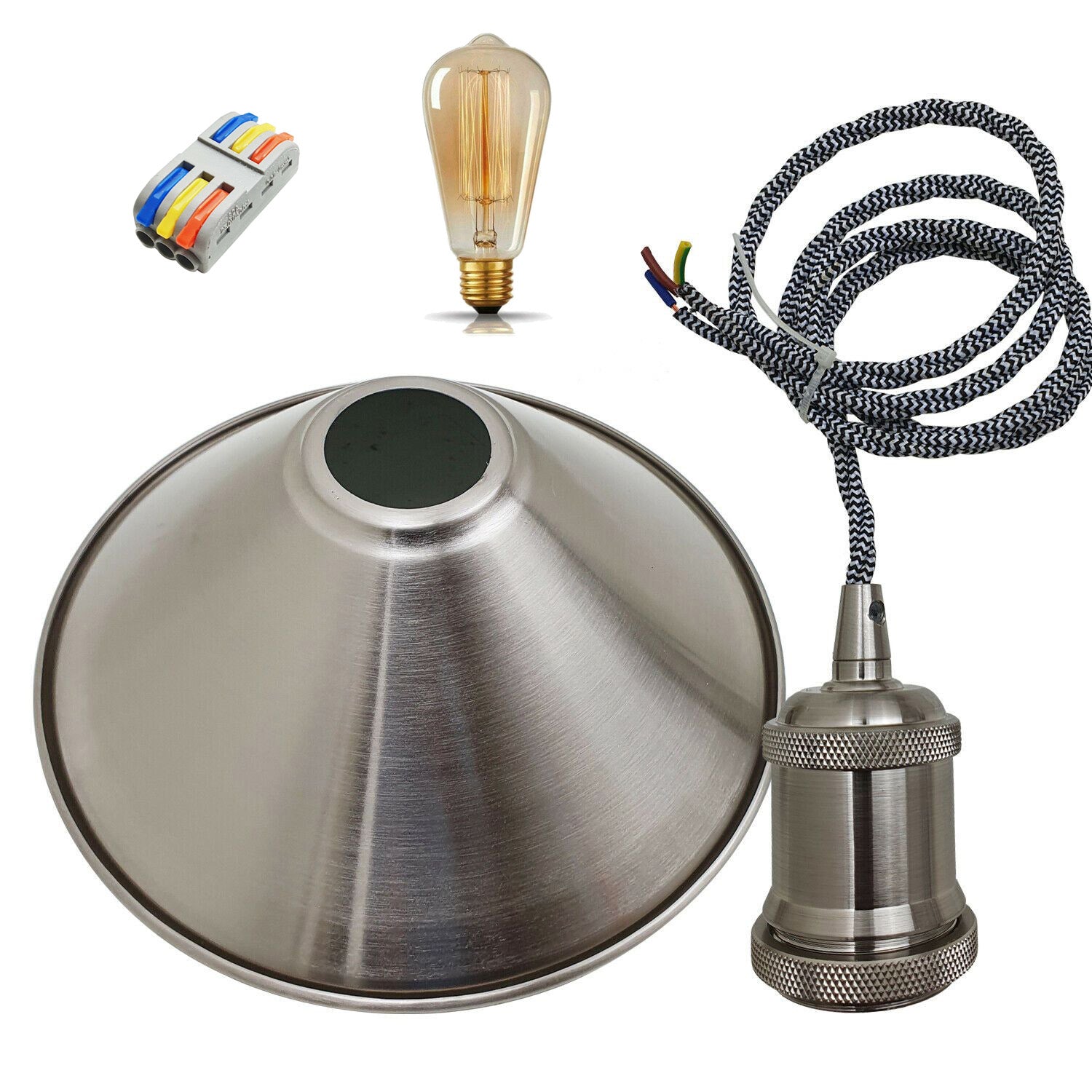 Modern Industrial Metal Loft Style Lampshade Lamp Pendant Light With Connector~1027 - LEDSone UK Ltd