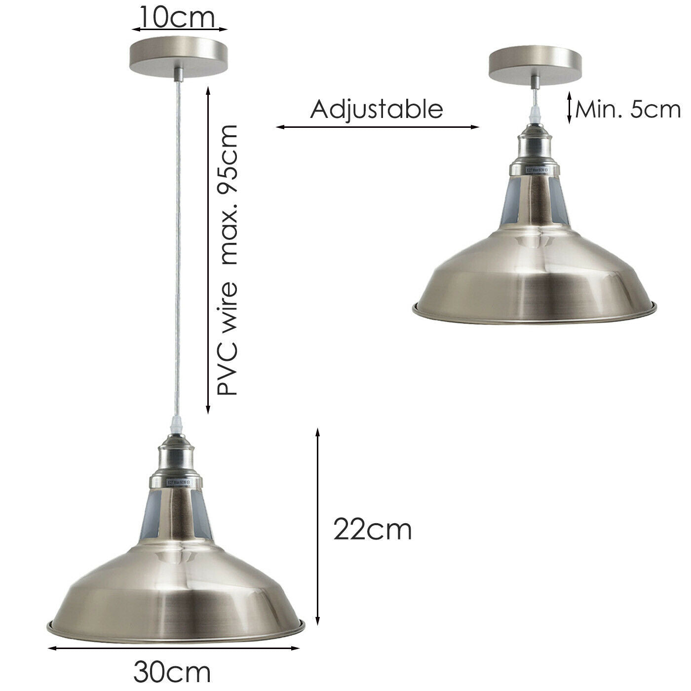 Industrial Light Barn Pendant Lighting Modern Light Retro Loft Style Metal~1269 - LEDSone UK Ltd