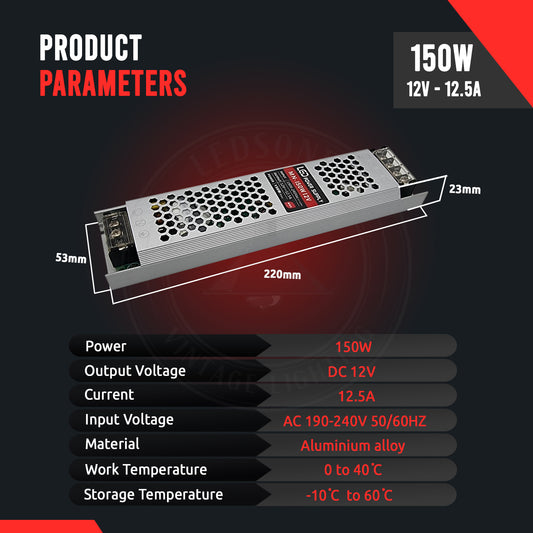 DC12V 150W Ultra Slim LED Driver Power Supply Transformer 240V for LED Strip~2356