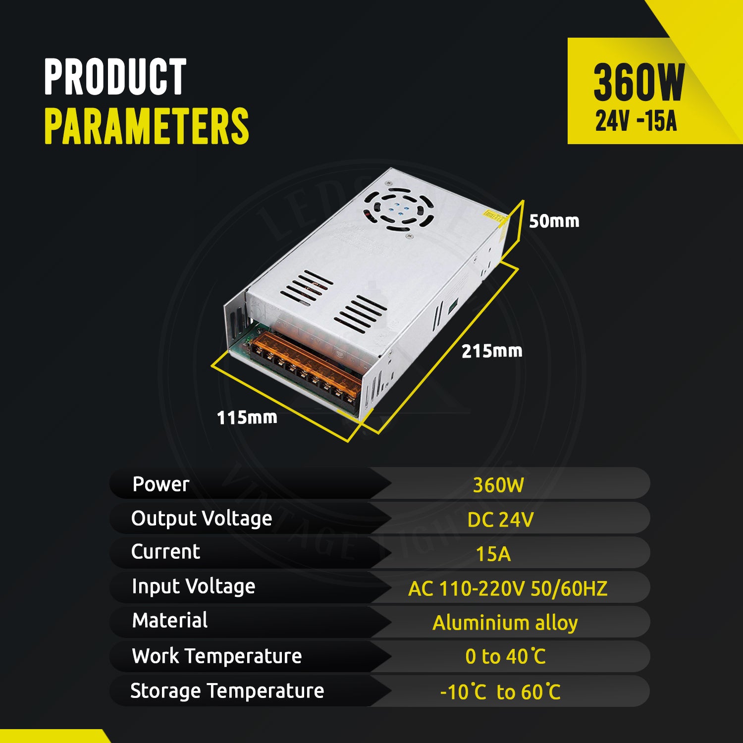 24V LED Driver 360W to 24V DC Adapter IP20 Constant Voltage power supply Transformer~3294